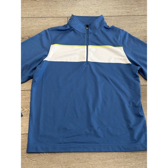 Footjoy 1/4 Zip Sweater Pullover Mens Large Blue Golf Sweater Casual Preppy - Picture 1 of 8